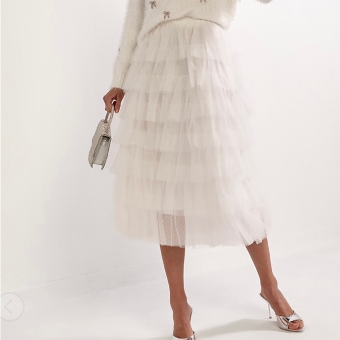 Brand New Elegant White Layered Skirt